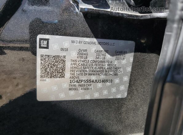1G4ZP5SS4JU146910 2018 BUICK LACROSSE Black ძრავის განყოფილების ხედი