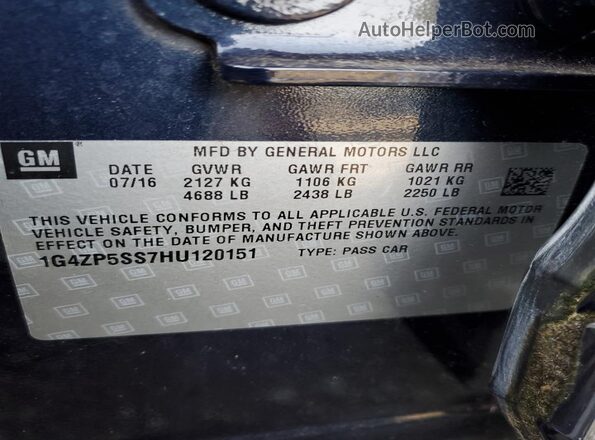 1G4ZP5SS7HU120151 2017 BUICK LACROSSE Blue Vista de la etiqueta del VIN