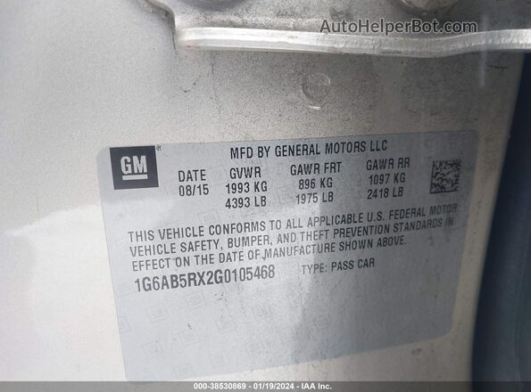 1G6AB5RX2G0105468 2016 CADILLAC ATS Gold Engine compartment view