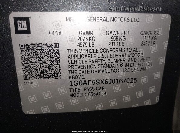 1G6AF5SX6J0167025 2018 CADILLAC ATS Dark Blue 