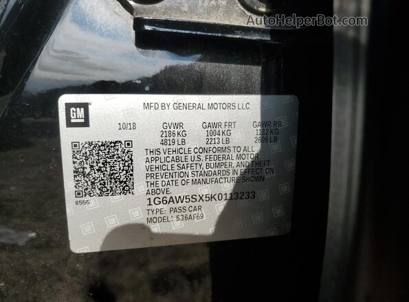 1G6AW5SX5K0113233 2019 CADILLAC CTS Черный Вид подкапотного пространства
