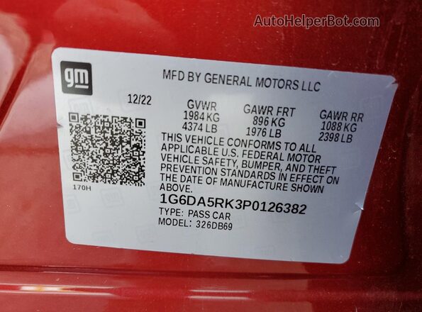 1G6DA5RK3P0126382 2023 CADILLAC CT4 Красный Вид подкапотного пространства