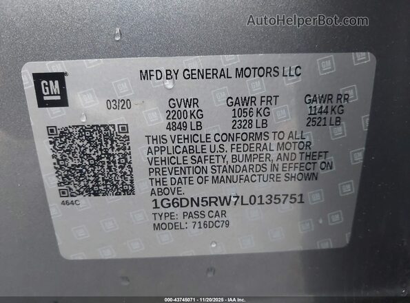1G6DN5RW7L0135751 2020 CADILLAC CT5 Gray ძრავის განყოფილების ხედი