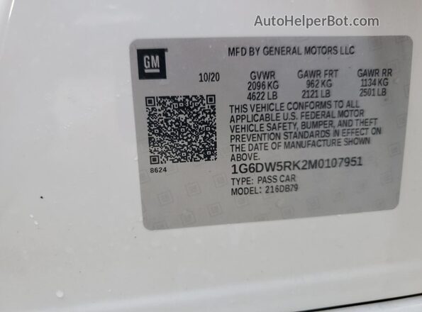 1G6DW5RK2M0107951 2021 CADILLAC CT5 White Вид підкапотного простору