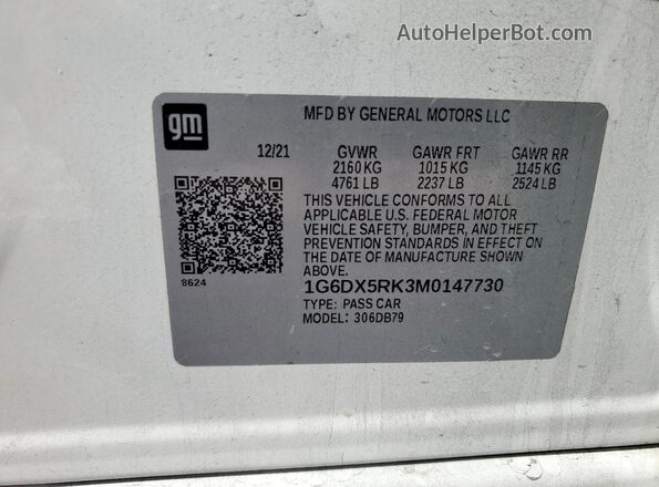 1G6DX5RK3M0147730 2021 CADILLAC CT5 White 