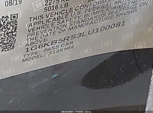 1G6KB5RS3LU100081 2020 CADILLAC CT6 Black Շարժիչի բաժամունքի տեսք