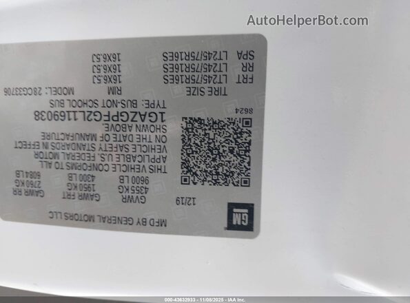 1GAZGPFG2L1169038 2020 CHEVROLET EXPRESS White Շարժիչի բաժամունքի տեսք