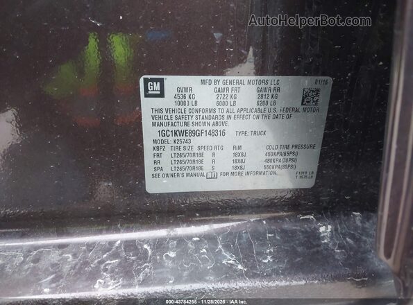 1GC1KWE89GF148316 2016 CHEVROLET SILVERADO Purple ძრავის განყოფილების ხედი