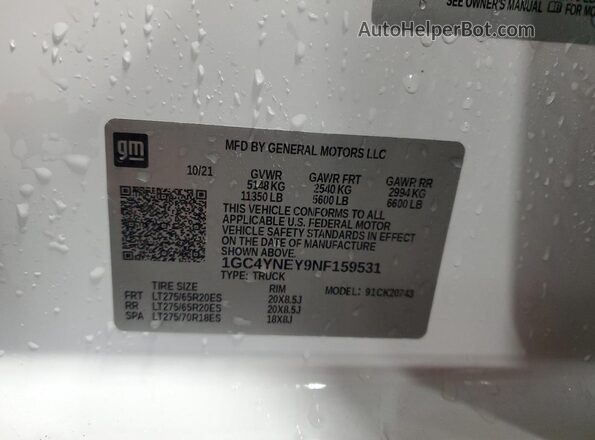 1GC4YNEY9NF159531 2022 CHEVROLET SILVERADO White Widok komory silnika