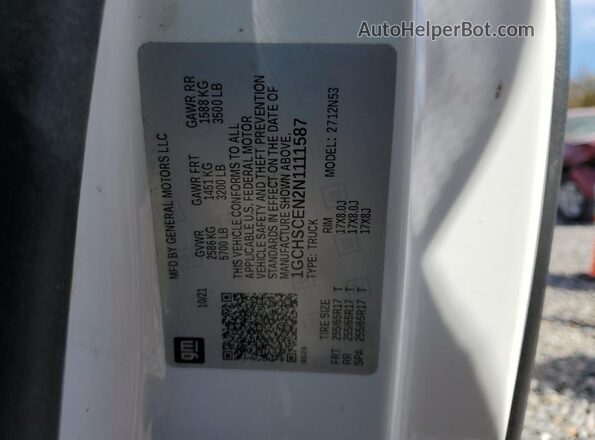 1GCHSCEN2N1111587 2022 CHEVROLET COLORADO White Vista de la etiqueta del VIN