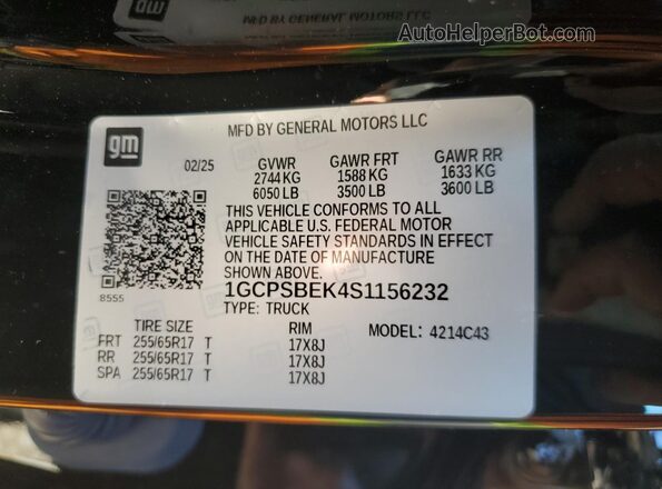 1GCPSBEK4S1156232 2025 CHEVROLET COLORADO Black Շարժիչի բաժամունքի տեսք