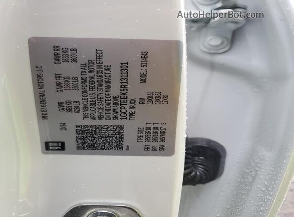 1GCPTEEK5R1311301 2024 CHEVROLET COLORADO White Vista del compartimento del motor