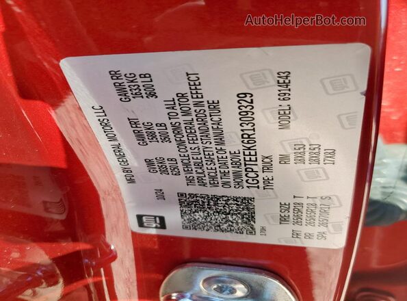 1GCPTEEK6R1309329 2024 CHEVROLET COLORADO Красный 
