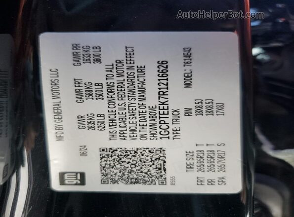1GCPTEEK7R1216626 2024 CHEVROLET COLORADO Black Vista del compartimento del motor