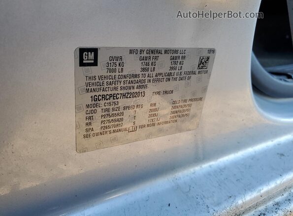 1GCRCPEC7HZ202013 2017 CHEVROLET SILVERADO Silver Вид підкапотного простору
