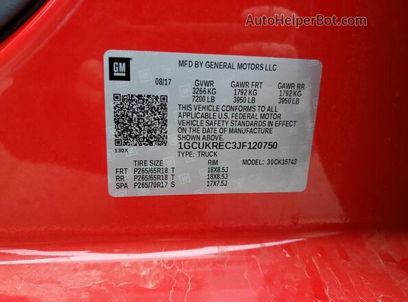 1GCUKREC3JF120750 2018 CHEVROLET 1500 Красный Вид подкапотного пространства