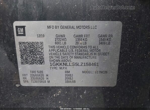 1GKKNLLS5LZ158461 2020 GMC ACADIA Черный Вид подкапотного пространства