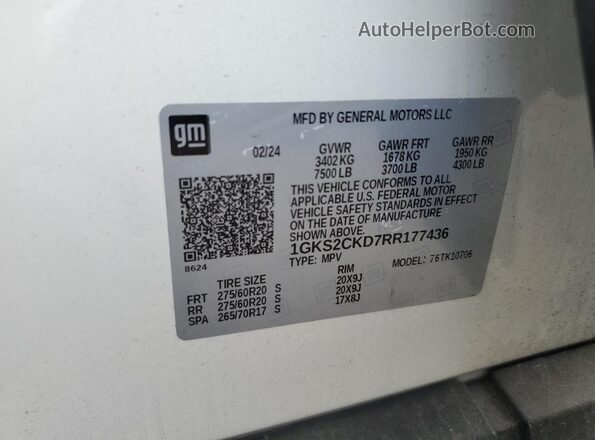 1GKS2CKD7RR177436 2024 GMC YUKON White 