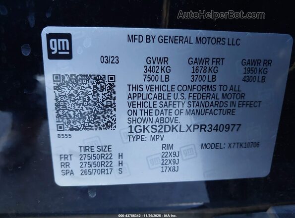 1GKS2DKLXPR340977 2023 GMC YUKON Black Widok komory silnika