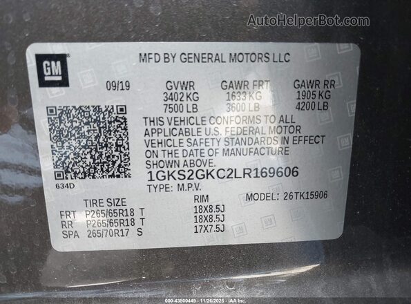 1GKS2GKC2LR169606 2020 GMC YUKON Brown Engine compartment view