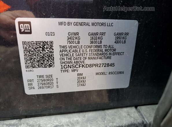 1GNSCFKD8PR272845 2023 CHEVROLET SUBURBAN Black Սալոնի 360 աստիճան տեսք