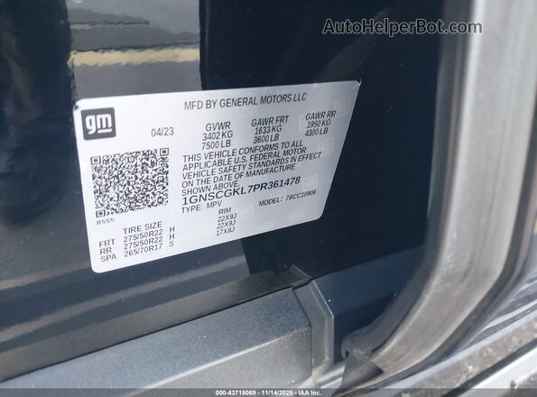 1GNSCGKL7PR361478 2023 CHEVROLET SUBURBAN Black Vista del compartimento del motor