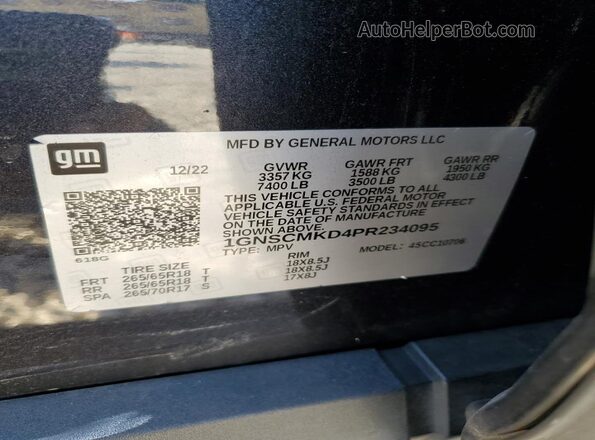 1GNSCMKD4PR234095 2023 CHEVROLET TAHOE Черный Панорамный вид салона 360°