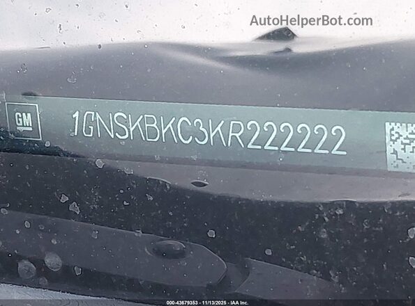 1GNSKBKC3KR222222 2019 CHEVROLET TAHOE Black Вид підкапотного простору