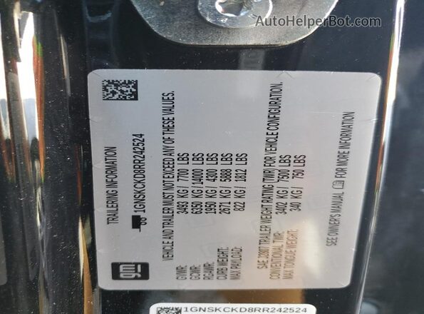 1GNSKCKD8RR242524 2024 CHEVROLET SUBURBAN Black Вид наклейки з VIN-кодом