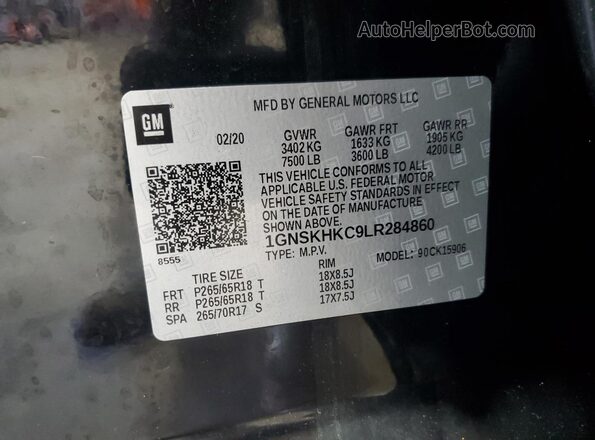 1GNSKHKC9LR284860 2020 CHEVROLET SUBURBAN Black 
