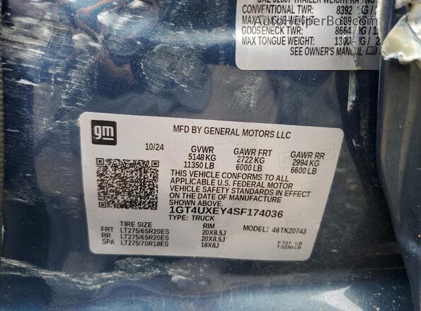 1GT4UXEY4SF174036 2025 GMC SIERRA Синий Вид подкапотного пространства