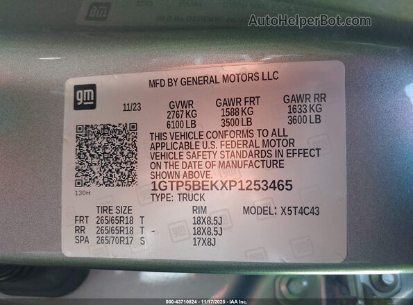 1GTP5BEKXP1253465 2023 GMC CANYON Silver 