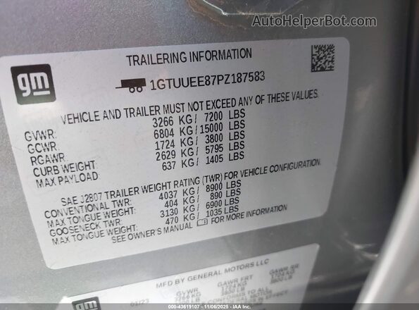 1GTUUEE87PZ187583 2023 GMC SIERRA Silver 