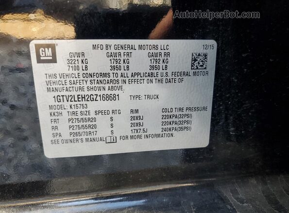 1GTV2LEH2GZ168681 2016 GMC SIERRA Черный Вид подкапотного пространства