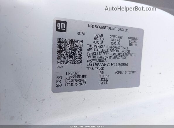 1GTW7AF71R1104004 2024 GMC SAVANA CARGO White Engine compartment view