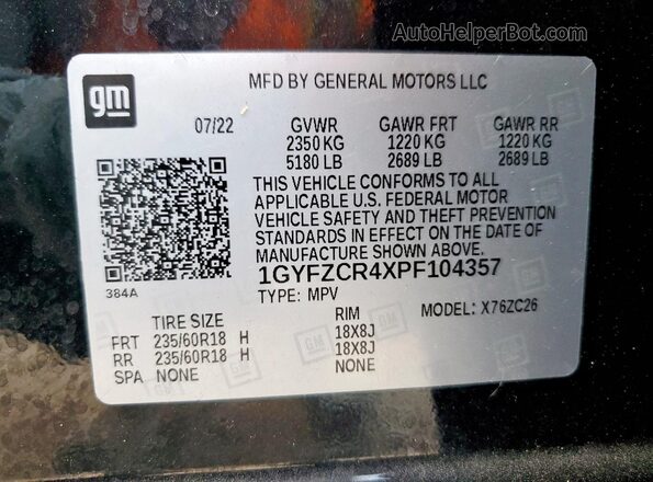 1GYFZCR4XPF104357 2023 CADILLAC XT4 Black Панорамний вид салону 360°