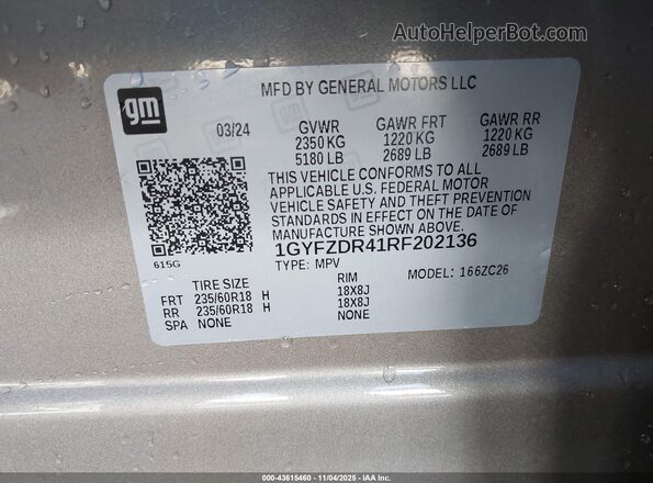 1GYFZDR41RF202136 2024 CADILLAC XT4 Champagne Вид подкапотного пространства