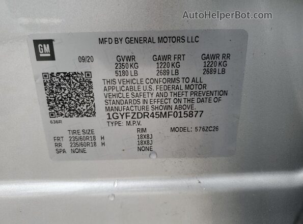 1GYFZDR45MF015877 2021 CADILLAC XT4 Silver ძრავის განყოფილების ხედი
