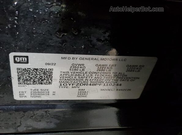 1GYFZDR48PF110244 2023 CADILLAC XT4 Черный Панорамный вид салона 360°