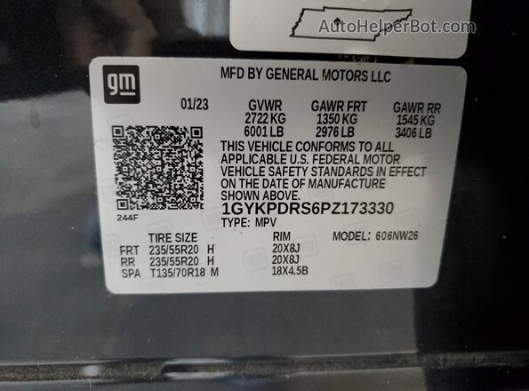 1GYKPDRS6PZ173330 2023 CADILLAC OTHER Gray სალონის 360-გრადუსიანი ხედი