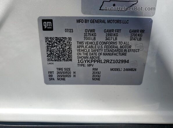 1GYKPPRL2RZ102994 2024 CADILLAC OTHER White Vista interior de 360 grados