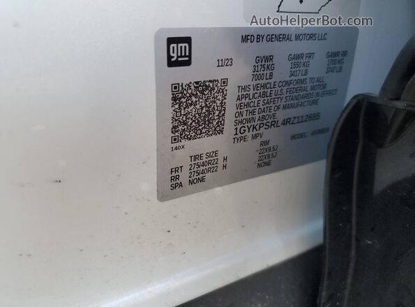 1GYKPSRL4RZ112655 2024 CADILLAC OTHER White VIN sticker view