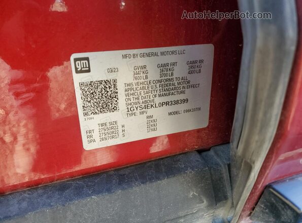 1GYS4EKL0PR338399 2023 CADILLAC ESCALADE Red 360 interior view