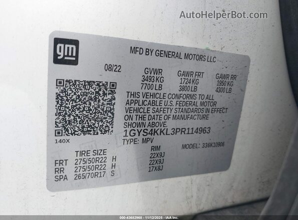 1GYS4KKL3PR114963 2023 CADILLAC ESCALADE Белый Вид подкапотного пространства