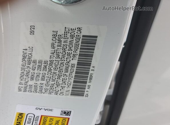 1HGCY1F27PA031806 2023 HONDA ACCORD White Vista del compartimento del motor