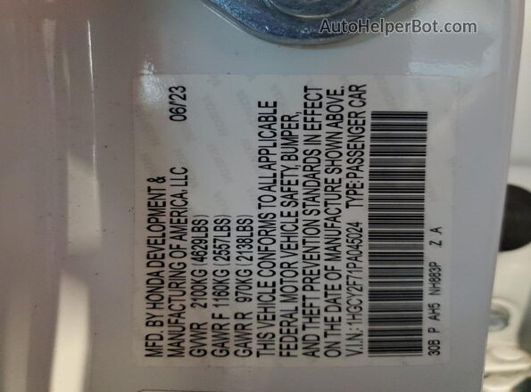 1HGCY2F71PA045024 2023 HONDA ACCORD White 