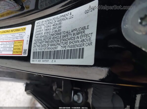 1HGCY2F79RA042567 2024 HONDA ACCORD Черный Вид подкапотного пространства