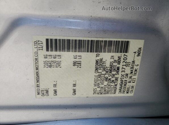 1N4AA6AP3JC371207 2018 NISSAN MAXIMA Silver 
