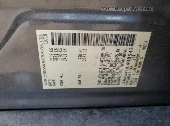 1N4AA6AP8JC408543 2018 NISSAN MAXIMA Gray 