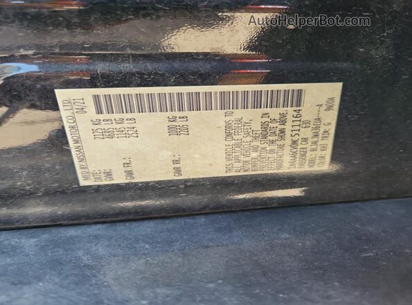 1N4AA6CV0MC511164 2021 NISSAN MAXIMA Black Вид наклейки з VIN-кодом